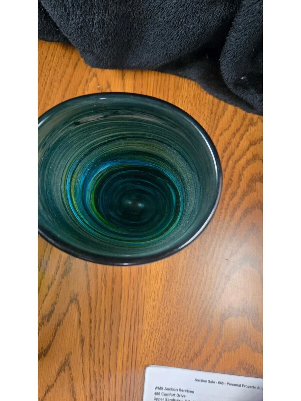 Hand Blown Art Glass Vases with Blue and Green Swirl Design - Set of 2